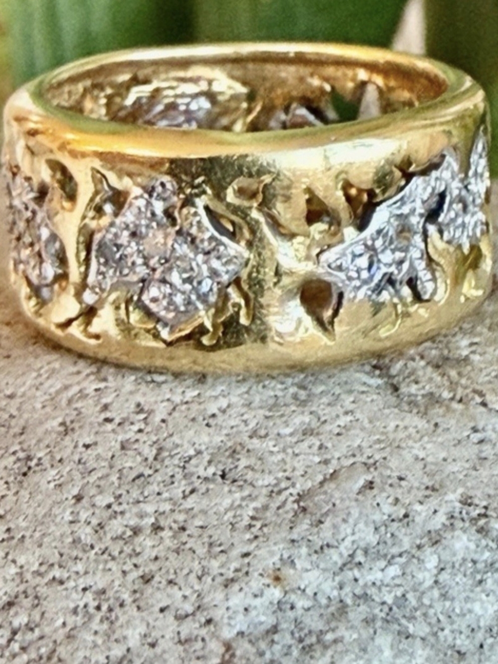 18kt Gold Diamond Accent Wide Band Ring